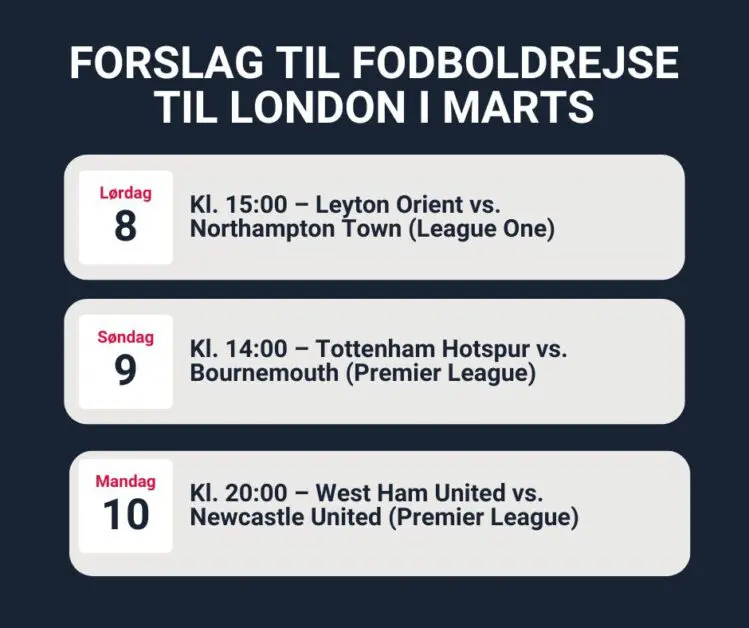 Forslag til fodboldrejse til London